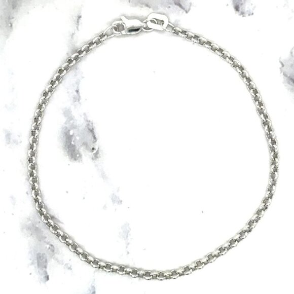 Women 14K White Gold 2.5 MM Wide Lobster Claw 7" Rolo Chain Minimalist Bracelet - Picture 1 of 3